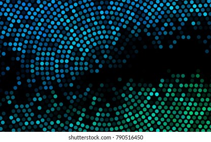 Dark BLUE vector red banner with set of circles, dots. Donuts Background. Creative Design Template. Technological halftone illustration.