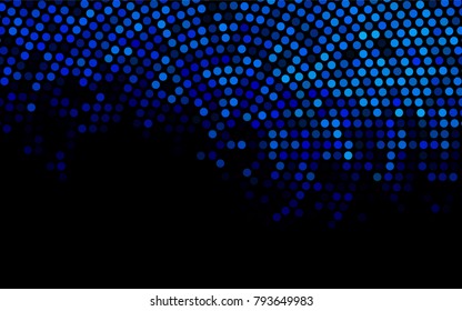 Dark BLUE vector red banner with set of circles, dots. Donuts Background. Creative Design Template. Technological halftone illustration.