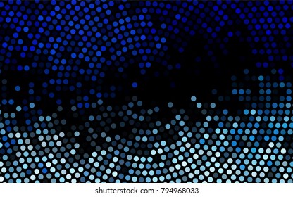 Dark BLUE vector red banner with set of circles, dots. Donuts Background. Creative Design Template. Technological halftone illustration.