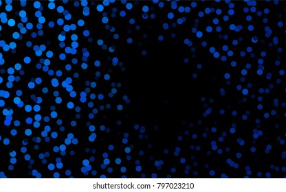 Dark BLUE vector red banner with set of circles, dots. Donuts Background. Creative Design Template. Technological halftone illustration.