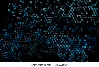 Dark BLUE vector red pattern of geometric circles, shapes. Colorful mosaic banner. Geometric background with colored disks.