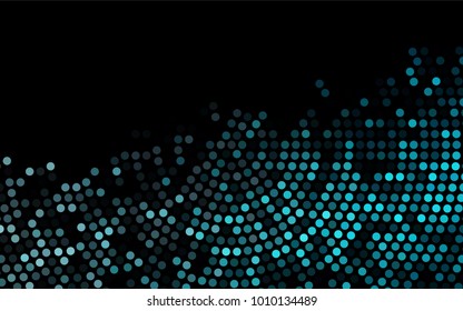 Dark BLUE vector red pattern of geometric circles, shapes. Colorful mosaic banner. Geometric background with colored disks.
