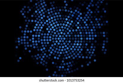 Dark BLUE vector red pattern of geometric circles, shapes. Colorful mosaic banner. Geometric background with colored disks.