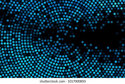 Dark BLUE vector red pattern of geometric circles, shapes. Colorful mosaic banner. Geometric background with colored disks.