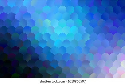 Dark BLUE vector red pattern of geometric circles, shapes. Colorful mosaic banner. Geometric background with colored disks.