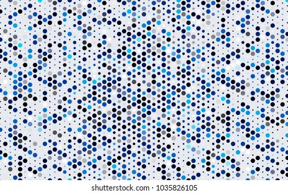 Dark BLUE vector red pattern of geometric circles, shapes. Colorful mosaic banner. Geometric background with colored disks.