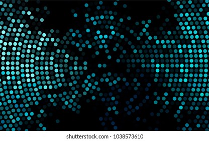 Dark BLUE vector red pattern of geometric circles, shapes. Colorful mosaic banner. Geometric background with colored disks.