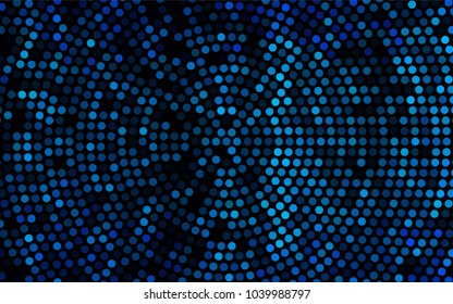 Dark BLUE vector red pattern of geometric circles, shapes. Colorful mosaic banner. Geometric background with colored disks.