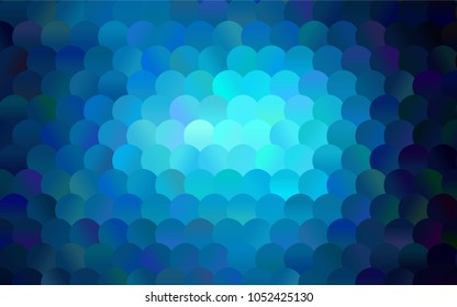 Dark BLUE vector red pattern of geometric circles, shapes. Colorful mosaic banner. Geometric background with colored disks.