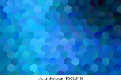 Dark BLUE vector red pattern of geometric circles, shapes. Colorful mosaic banner. Geometric background with colored disks.