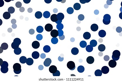 Dark BLUE vector red pattern of geometric circles, shapes. Colorful mosaic banner. Geometric background with colored disks.