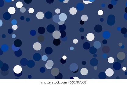 Dark BLUE vector red pattern of geometric circles, shapes. Colorful mosaic banner. Geometric background with colored disks.