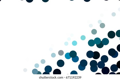 Dark BLUE vector red pattern of geometric circles, shapes. Colorful mosaic banner. Geometric background with colored disks.