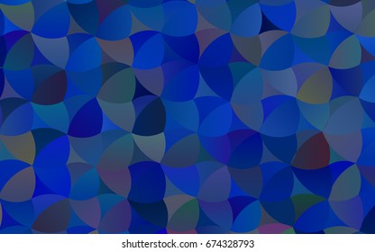 Dark BLUE vector red pattern of geometric circles, shapes. Colorful mosaic banner. Geometric background with colored disks.