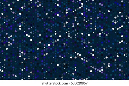 Dark BLUE vector red pattern of geometric circles, shapes. Colorful mosaic banner. Geometric background with colored disks.