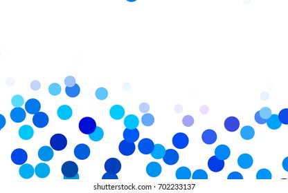 Dark BLUE vector red pattern of geometric circles, shapes. Colorful mosaic banner. Geometric background with colored disks.