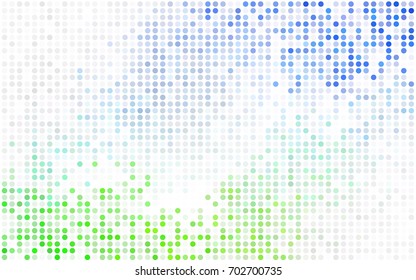 Dark BLUE vector red pattern of geometric circles, shapes. Colorful mosaic banner. Geometric background with colored disks.