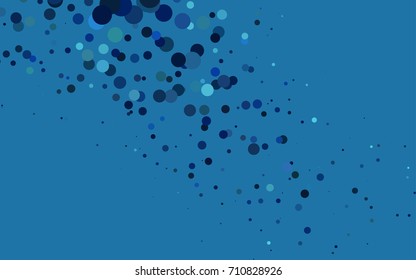 Dark BLUE vector red pattern of geometric circles, shapes. Colorful mosaic banner. Geometric background with colored disks.