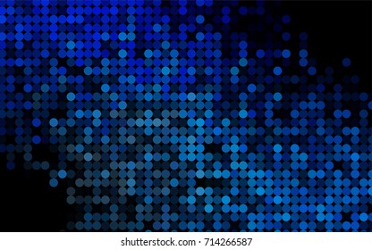 Dark BLUE vector red pattern of geometric circles, shapes. Colorful mosaic banner. Geometric background with colored disks.