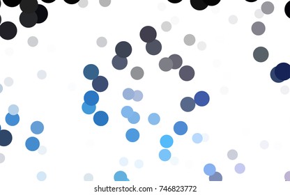 Dark BLUE vector red pattern of geometric circles, shapes. Colorful mosaic banner. Geometric background with colored disks.