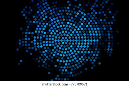 Dark BLUE vector red pattern of geometric circles, shapes. Colorful mosaic banner. Geometric background with colored disks.