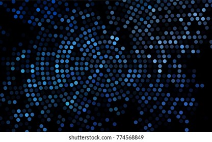 Dark BLUE vector red pattern of geometric circles, shapes. Colorful mosaic banner. Geometric background with colored disks.