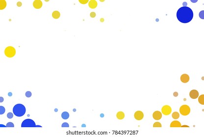 Dark BLUE vector red pattern of geometric circles, shapes. Colorful mosaic banner. Geometric background with colored disks.