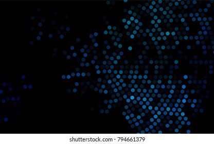 Dark BLUE vector red pattern of geometric circles, shapes. Colorful mosaic banner. Geometric background with colored disks.