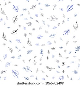 Dark BLUE vector seamless  abstract doodle background. Blurred decorative design in Indian style with leaves. Hand painted design for web, wrapping, wallpaper.