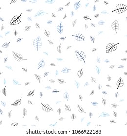 Dark BLUE vector seamless  abstract doodle wallpaper. Blurred decorative design in Indian style with leaves. Completely new template for your brand book.