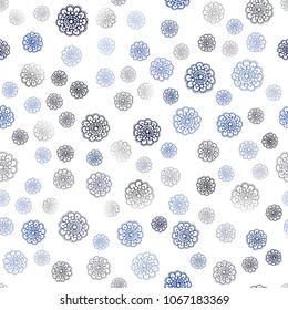Dark BLUE vector seamless abstract doodle background. Glitter abstract illustration with doodles and flowers. A new texture for your design.
