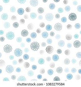 Dark BLUE vector seamless abstract doodle pattern. Creative illustration in blurred style with flowers. Hand painted design for web, leaflet, textile.