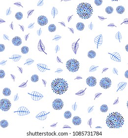 Dark BLUE vector seamless abstract background with leaves and flowers. An elegant bright illustration with leaves and flowers. Completely new template for your design.