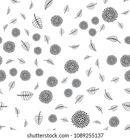 Dark BLUE vector seamless abstract design with leaves and flowers. Colorful illustration in doodle style with leaves, flowers. Elegant pattern for your brand book.