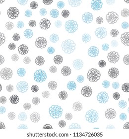 Dark BLUE vector seamless abstract doodle pattern. New colorful illustration in doodle style with flowers. Doodle design can be used for your web site.