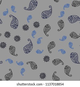 Dark BLUE vector seamless abstract background with leaves and flowers. Brand new colored illustration with leaves and flowers. Completely new template for your brand book.