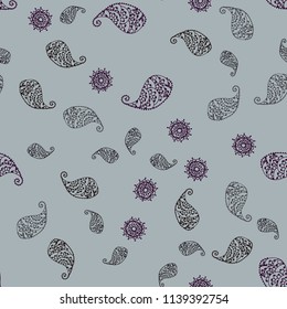 Dark BLUE vector seamless abstract pattern with leaves and flowers. Colorful illustration in doodle style with leaves, flowers. Template for backgrounds of cell phones.
