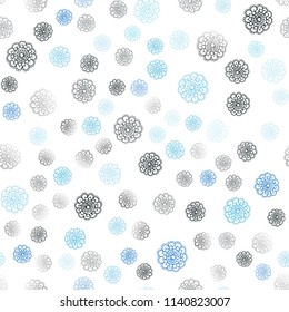 Dark BLUE vector seamless abstract doodle pattern. Creative illustration in blurred style with flowers. Pattern for wallpapers and coloring books.