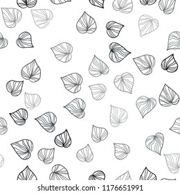 Dark BLUE vector seamless abstract backdrop with leaves. Shining colored illustration with leaves in doodle style. Pattern for design of window blinds, curtains.