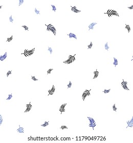 Dark BLUE vector seamless abstract backdrop with leaves. A vague abstract illustration with leaves in doodles style. Pattern for trendy fabric, wallpapers.