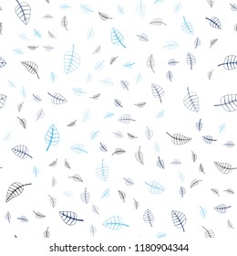 Dark BLUE vector seamless  abstract doodle background. leaves on elegant natural pattern with gradient. The best blurred design for your business.
