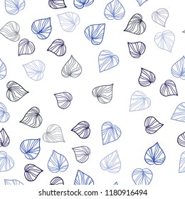 Dark BLUE vector seamless abstract backdrop with leaves. Creative illustration in blurred style with leaves. Pattern for design of fabric, wallpapers.
