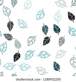 Dark BLUE vector seamless abstract backdrop with leaves. Doodle illustration of leaves in Origami style with gradient. Template for business cards, websites.