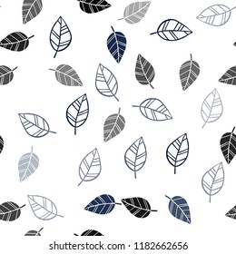 Dark BLUE vector seamless abstract design with leaves. Decorative illustration with doodles on abstract template. Pattern for design of fabric, wallpapers.