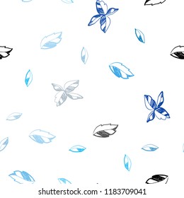Dark BLUE vector seamless abstract backdrop with leaves. Modern geometrical abstract illustration with leaves. Design for textile, fabric, wallpapers.