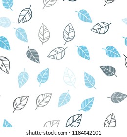 Dark BLUE vector seamless abstract backdrop with leaves. Decorative illustration with doodles on abstract template. Template for business cards, websites.