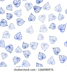 Dark BLUE vector seamless abstract backdrop with leaves. An elegant bright illustration with leaves in Natural style. Template for business cards, websites.