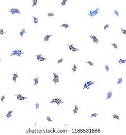 Dark BLUE vector seamless abstract pattern with leaves. Colorful abstract illustration with leaves in doodle style. Pattern for design of fabric, wallpapers.