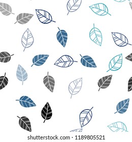 Dark BLUE vector seamless abstract background with leaves. leaves on elegant natural pattern with gradient. Template for business cards, websites.