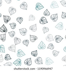 Dark BLUE vector seamless abstract design with leaves. Colorful abstract illustration with leaves in doodle style. Pattern for design of window blinds, curtains.
